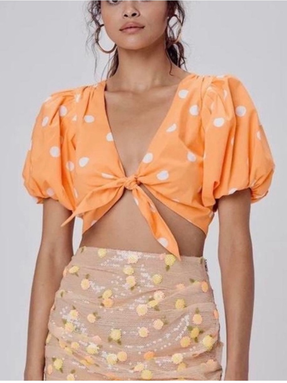 For Love & Lemons Auburn Dot Crop Top, Size Medium